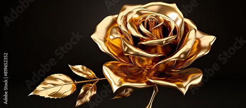 The golden rose is a specially crafted flower intended for a significant individual symbolizing their utmost importance. Copy space image. Place for adding text and design