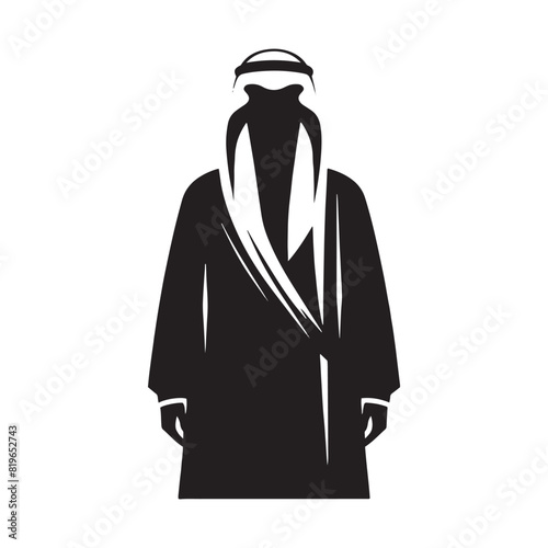Minimalist Thobe Vector Silhouette: The Elegance and Cultural Heritage of Middle Eastern Men's Traditional Attire- Thobe Illustration - Thobe Vector Silhouette.