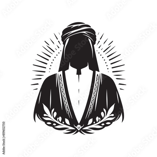 Minimalist Thobe Vector Silhouette: The Elegance and Cultural Heritage of Middle Eastern Men's Traditional Attire- Thobe Illustration - Thobe Vector Silhouette.