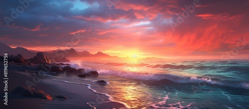 beautiful sunset by the sea. Copy space image. Place for adding text and design