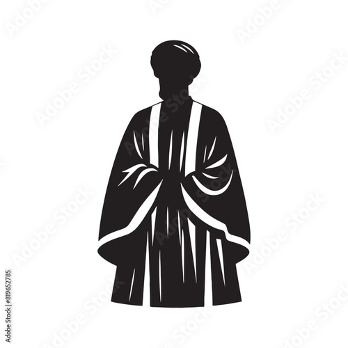 Minimalist Thobe Vector Silhouette: The Elegance and Cultural Heritage of Middle Eastern Men's Traditional Attire- Thobe Illustration - Thobe Vector Silhouette.