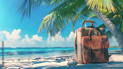 Tropical Beachside Luggage Set  Suitcase   Beach Bag for Getaways.