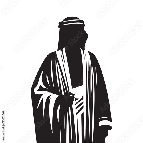 Minimalist Thobe Vector Silhouette: The Elegance and Cultural Heritage of Middle Eastern Men's Traditional Attire- Thobe Illustration - Thobe Vector Silhouette.