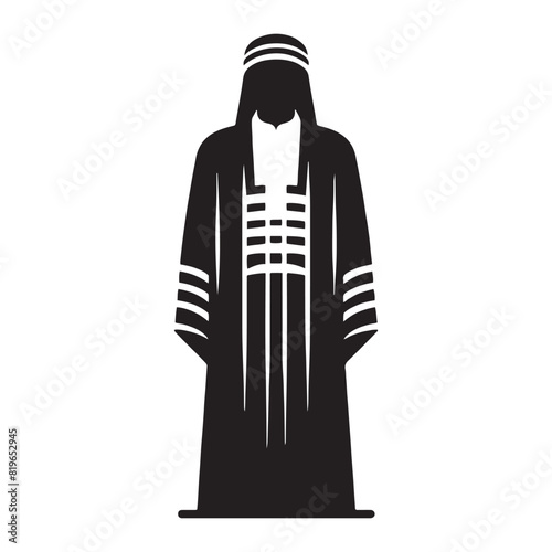 Minimalist Thobe Vector Silhouette: The Elegance and Cultural Heritage of Middle Eastern Men's Traditional Attire- Thobe Illustration - Thobe Vector Silhouette.