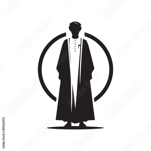 Minimalist Thobe Vector Silhouette: The Elegance and Cultural Heritage of Middle Eastern Men's Traditional Attire- Thobe Illustration - Thobe Vector Silhouette.