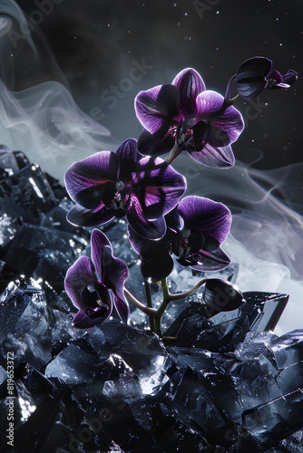 frozen orchid flowers photo