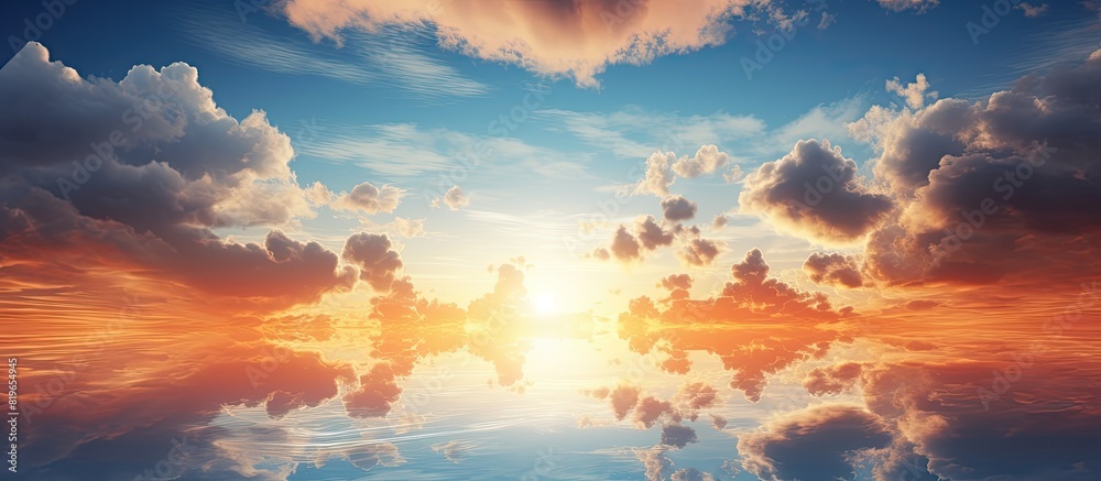 Scenic sunset sky with beautiful clouds offers a tranquil and picturesque view ideal for a copy space image Scenic sunset sky with beautiful clouds offers a tranquil and picturesque view ideal for a copy space image