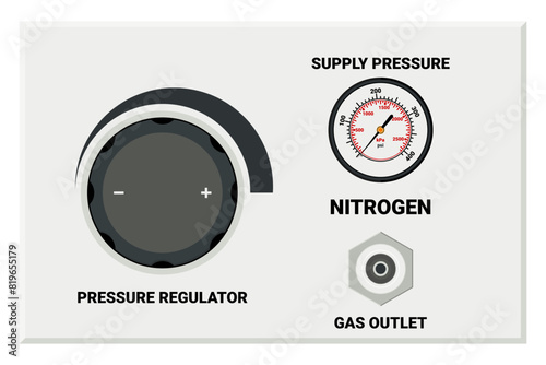 Medical Gas control panels regulate flow of gas in the hospital. Flat design