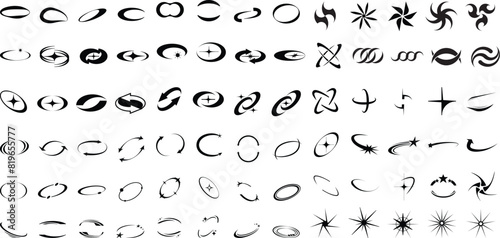Elements, symbols and objects y2k style. Vector Graphic Elements Collection