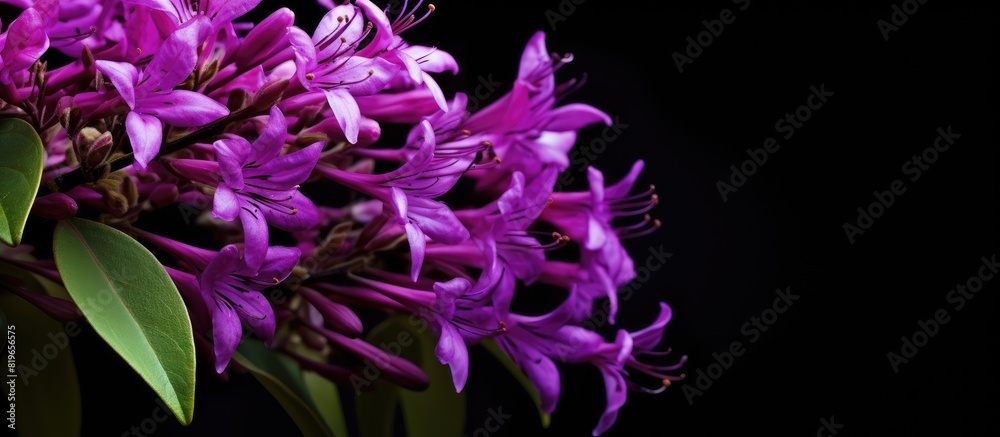 Wild purple cestrum flower in a copy space image