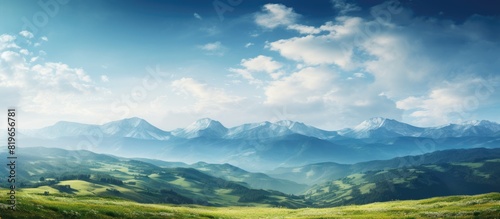 Summer landscape photo with stunning mountain views and open copy space image © Ilgun