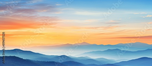 Scenic mountain view at sunset with a colorful blend of blue and orange hues perfect as a copy space image