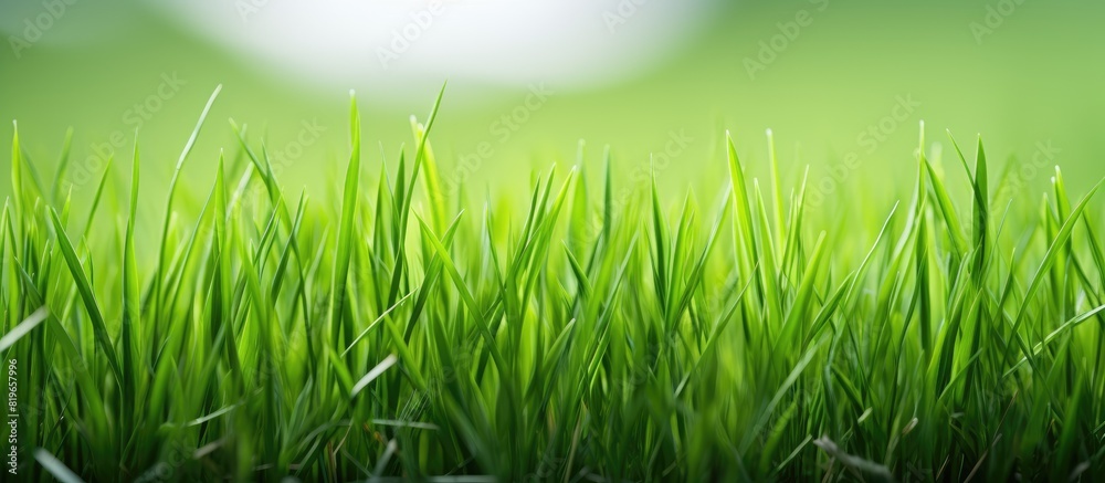 Close up shot with selective focus showcasing the herbaceous texture of Elymus repens also known as wheatgrass wheat grass or couch grass Includes a lush green background with long leaves ideal for a