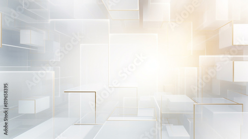 Modern white  gold square tech corporate abstract technology background design banner pattern presentation background web template. material in white squares shapes in random geometric pattern. 