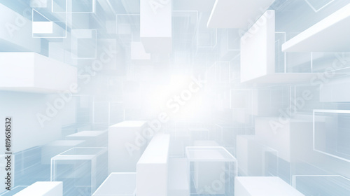 White square Mordan Minimal geometric white light background abstract design.