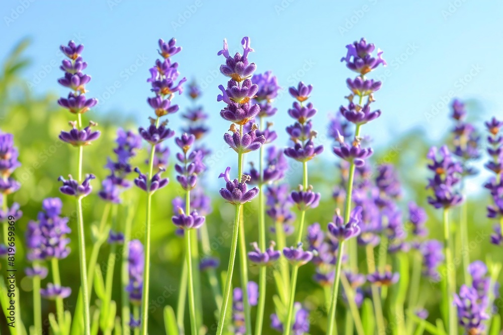 Obraz premium Spring Sunlight Illuminates Lavender Field - Vibrant Floral Background Banner