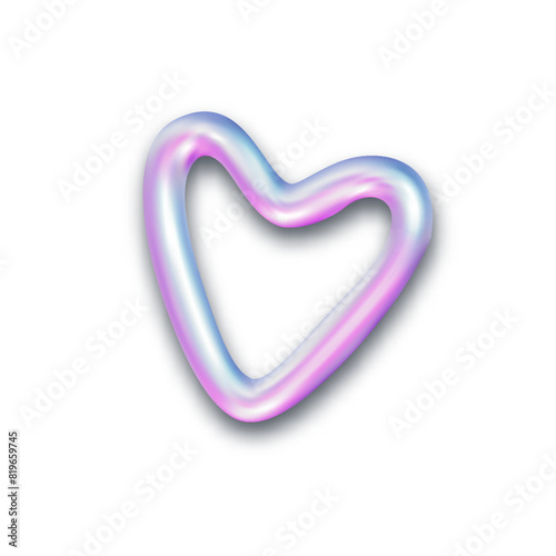 Y2K holographic heart design.Aesthetic liquid element .3D vector illustration.