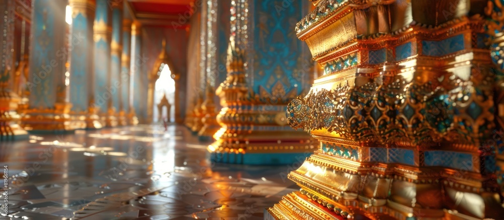 Wat Phra Kaews Ornate A Vibrant Macro Perspective of Thailands Sacred Buddhist Temple
