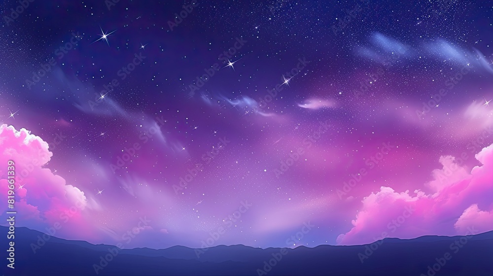 Abstract starlight and pink and purple clouds stardust, blink, background 