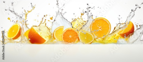 Fresh and flavorful juice splash against a white background with copy space image