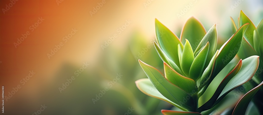 Blurred background featuring a houseleek plant with copy space image available Blurred background featuring a houseleek plant with copy space image available