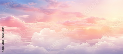 Beautiful abstract blurred sky and clouds texture with colorful pastel tones creating a natural landscape background concept with a copy space image photo