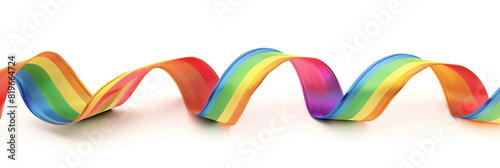 Waving ribbon of LGBT pride isolated on white background.