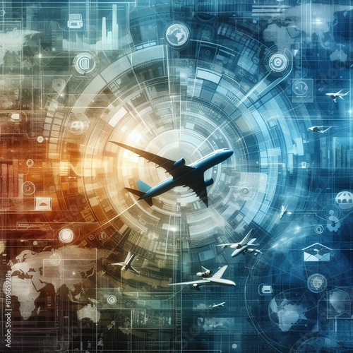 Wallpaper Mural Texture of graphic composition of aviation, biomedicine, electronic information technology. Torontodigital.ca