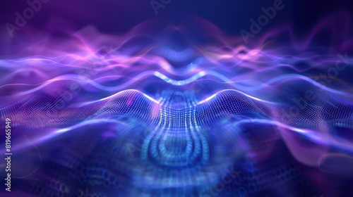 Abstract background of digital eye wave lines in shades of blue and purple, creating a captivating visual effect. photo