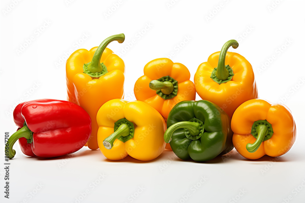 raw peppers on isolated white background raw peppers on isolated white background
