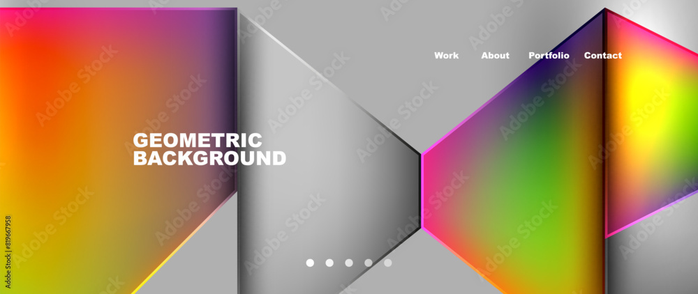 Metal triangles with colorful bright triangles. Geometric modern minimalist design template Metal triangles with colorful bright triangles. Geometric modern minimalist design template