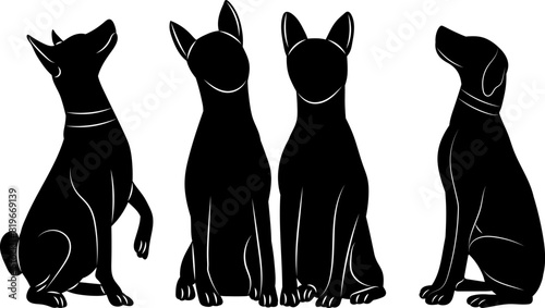 dogs sitting silhouette on a white background vector