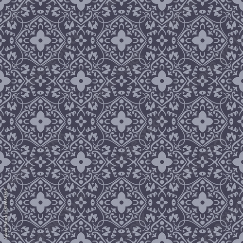 Japanese Luxury Flower Diamond Vector Seamless Pattern