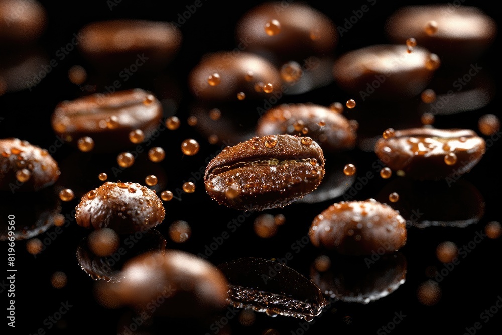 Fototapeta premium levitating coffee bean professional advertising food photography