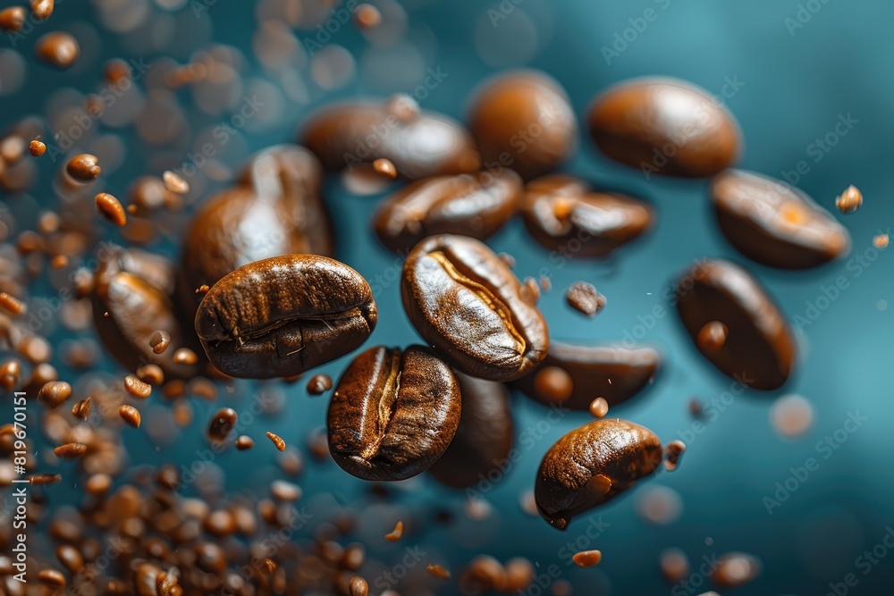 Fototapeta premium levitating coffee bean professional advertising food photography