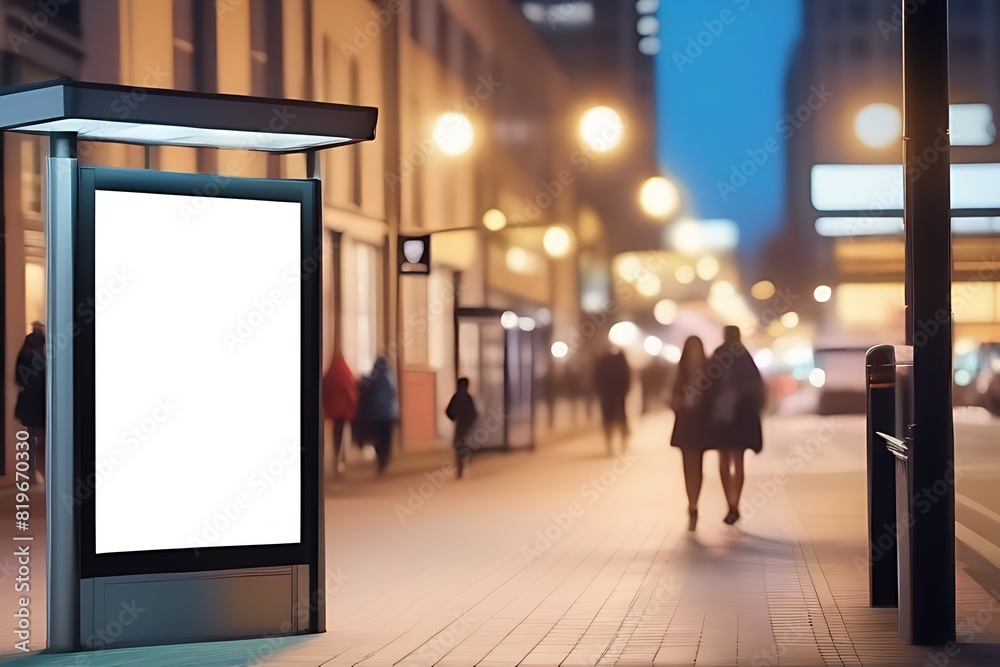 blank white billboard outdoors. public information boards in cities, stations and bus stops