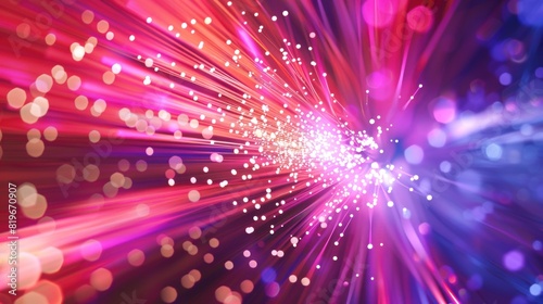 futuristic background. Fiber optic light lines, speed lines, data transmission, high-speed internet © Anak