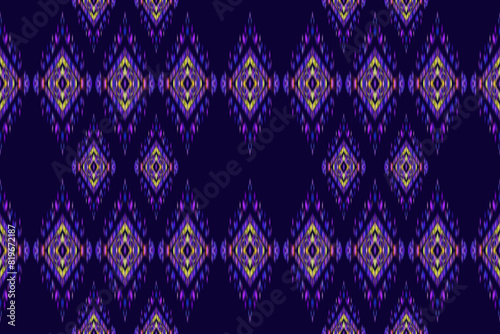 Traditional tribal seamless pattern. With ikat ornaments, motives, and floral elements designed for batik patterns. Modern clothes, tiles, carpets, backgrounds, sarongs, zari.
