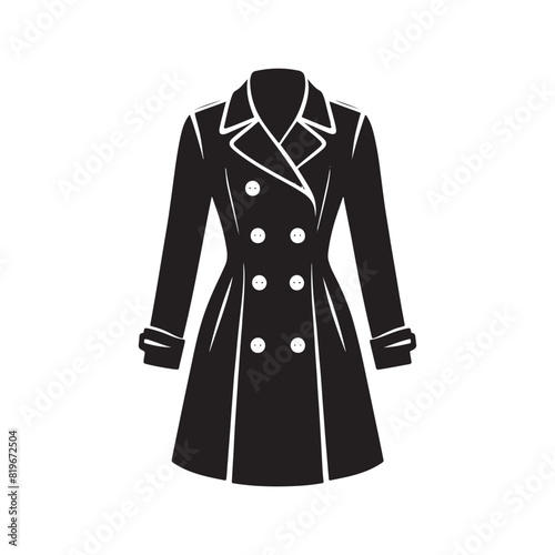 Peacoat Silhouettes: Classic Vector Art Embracing the Timeless Style and Functional Elegance of Traditional Outerwear- Minimalist Peacoat Vector- Peacoat Illustration.