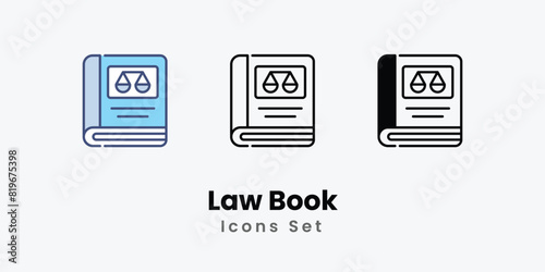 Law Book icons set vector stock illustration
