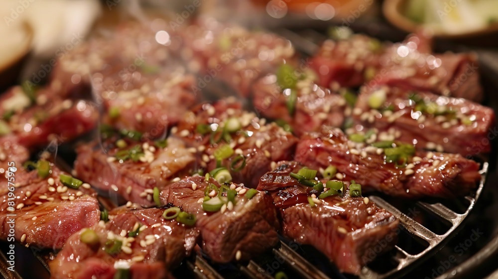 Tasty Korean Traditional Food BBQ Meat. Generative AI