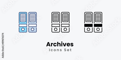Archives icons set vector stock illustration