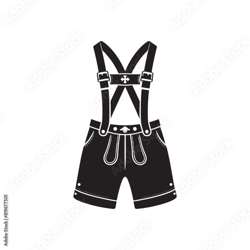 Minimalist Lederhosen Vector Silhouette- The Traditional Charm and Cultural Heritage of Bavarian Men's Attire- Lederhosen Illustration. 
