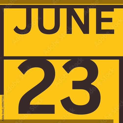 June 23 . Modern style calendar icon .date ,day, month .flat Modern style style calendar for the month of June