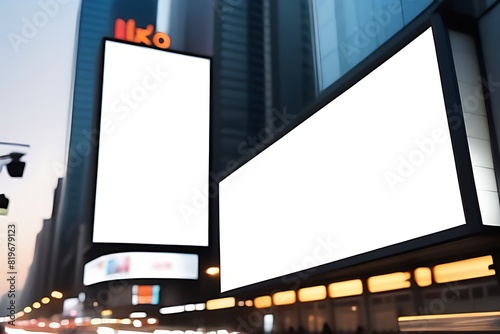 blank white billboard outdoors. public information boards in cities, stations and bus stops