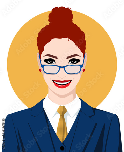 1487_Vector portrait of confident smiling businesswoman