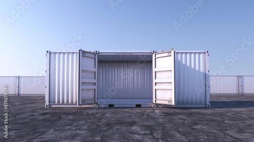 A shipping container with blank sides or doors, ready for custom graphics or promotional messages