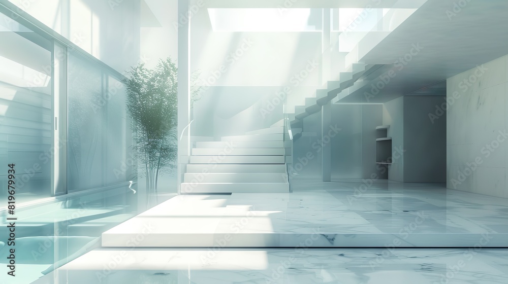 Minimalist White Interior with Sunlight Minimalist White Interior with Sunlight