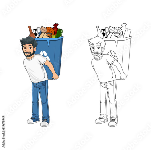 Cartoon Character and Trash Design Illustration vector eps format , suitable for your design needs, logo, illustration, animation, etc.