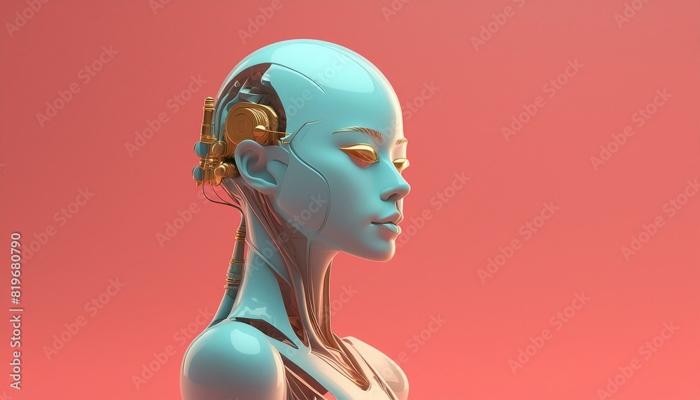 Futuristic Humanoid Robot Android Cyborg Artificial Intelligence Concept Futuristic Humanoid Robot Android Cyborg Artificial Intelligence Concept